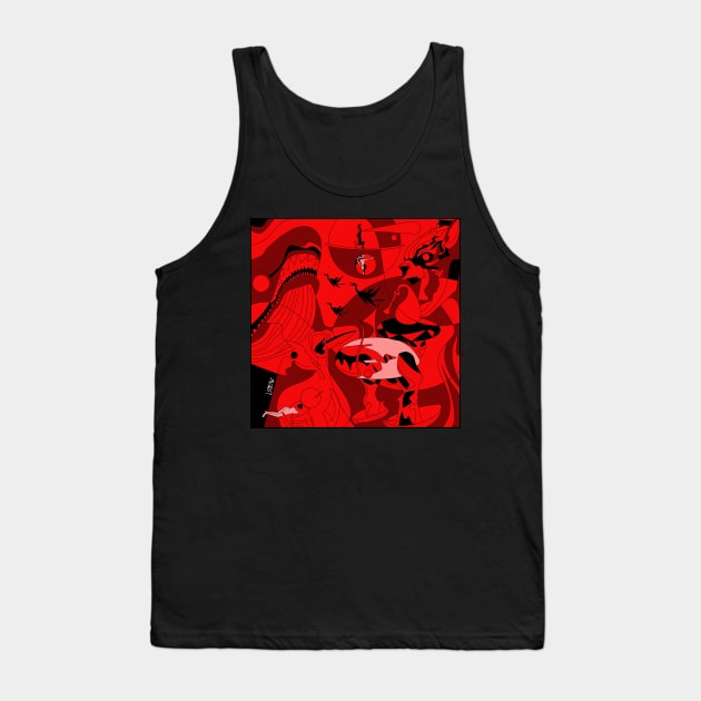 the whale and the earthly delights paradise hell ecopop art Tank Top by jorge_lebeau